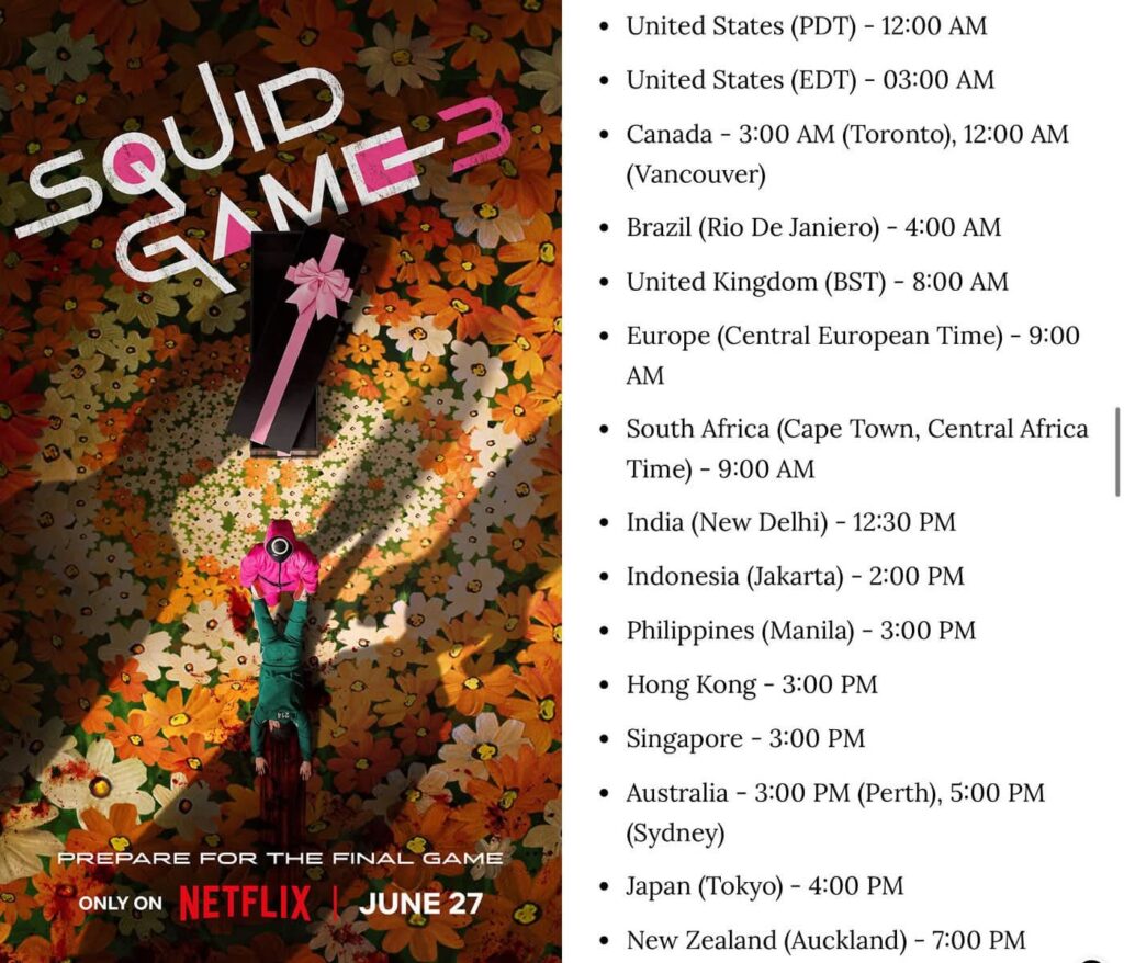 Squid Game Season 3 release time